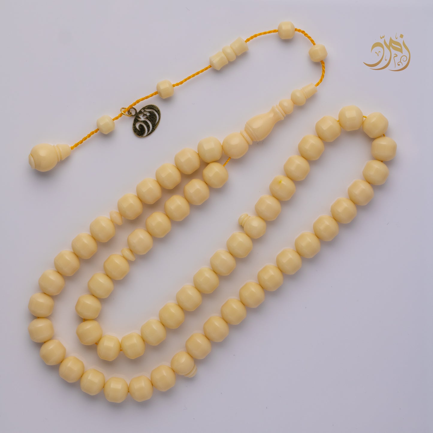 سبحة دومينو عاجي – 51 خرزة صندوقي – خراطة يدوية