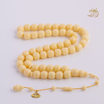 سبحة دومينو عاجي – 51 خرزة صندوقي – خراطة يدوية