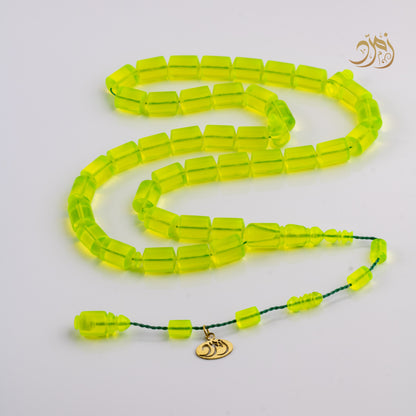 سبحة كاست أخضر شفافة - خرز دائري أو برميلي