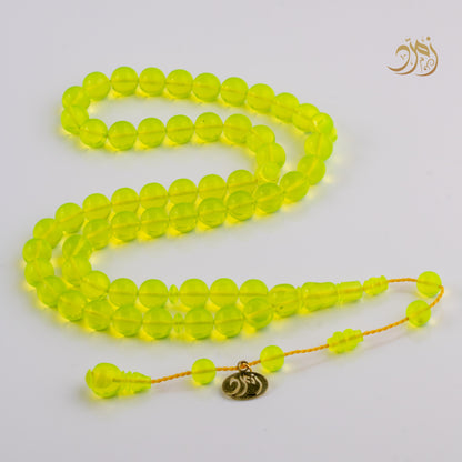 سبحة كاست أخضر شفافة - خرز دائري أو برميلي