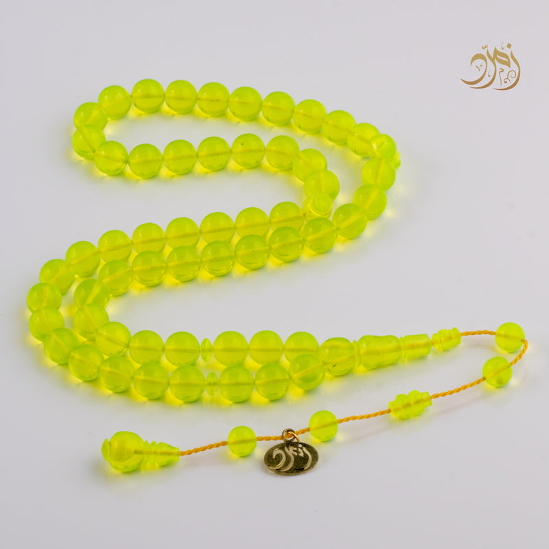 سبحة كاست أخضر شفافة - خرز دائري أو برميلي