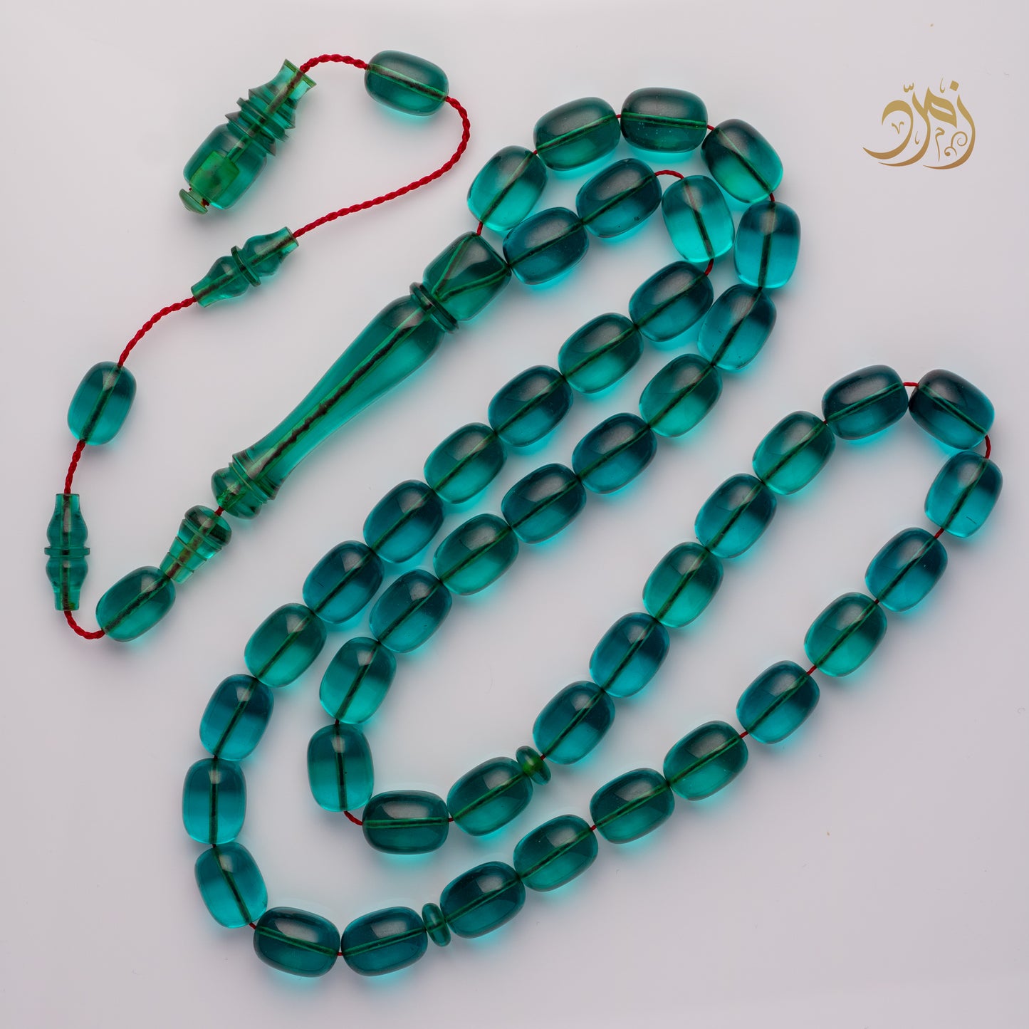 سبحة فاتوران فيروزي – خراطة ورشة لبابيدي (45 خرزة)