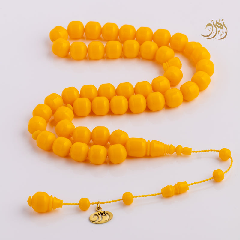 سبحة بولنج صفراء – 45 خرزة – تصميم صندوقي بكثافة عالية