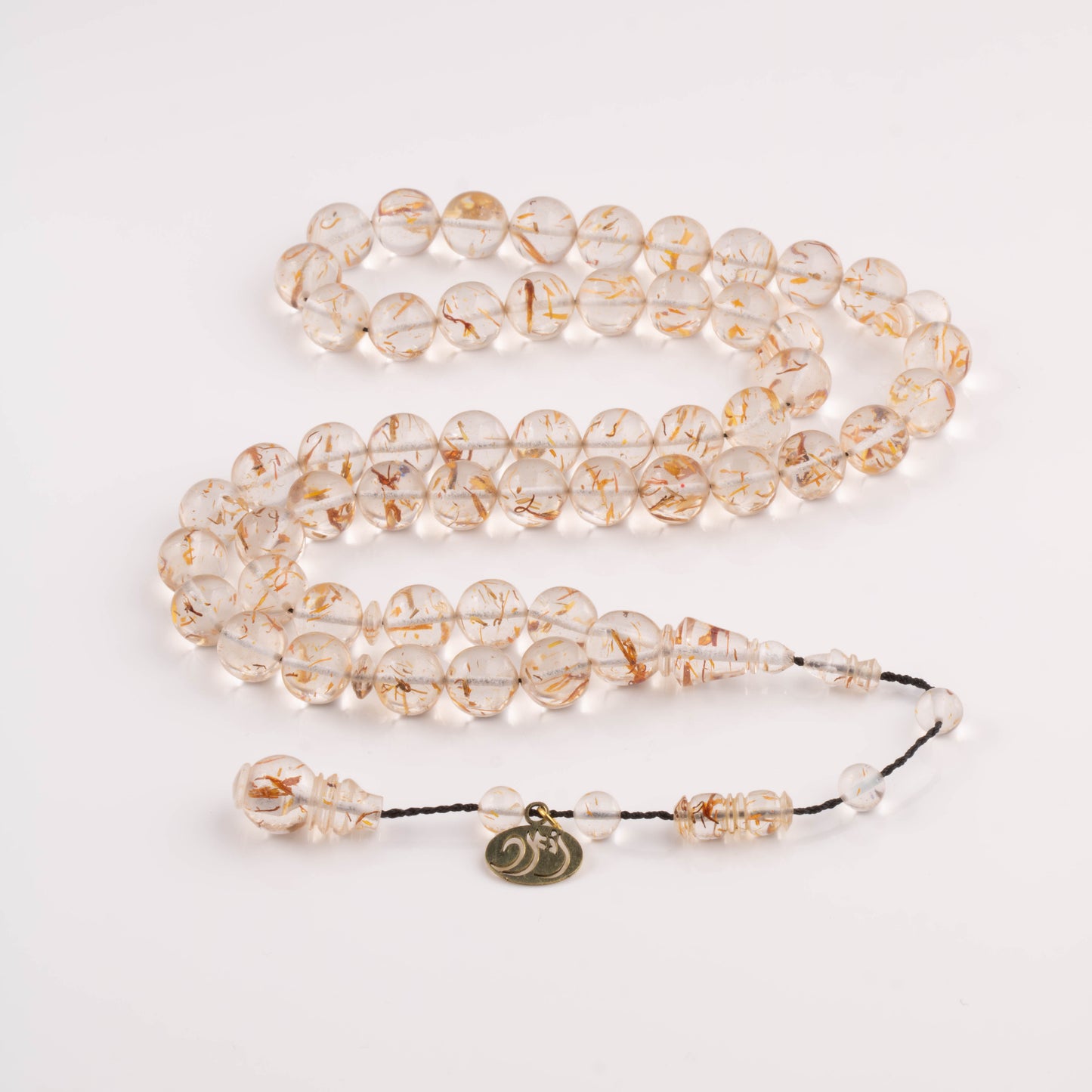 سبحة بكلايت شفاف مع ذهبي  67 خرزة دائري