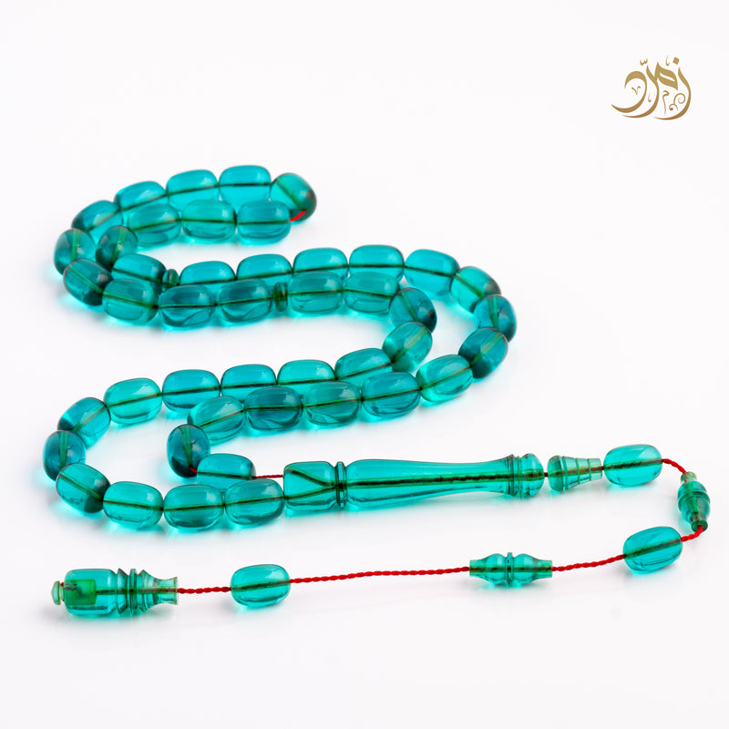 سبحة فاتوران فيروزي – خراطة ورشة لبابيدي (45 خرزة)