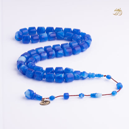 سبحة بكلايت ازرق عرق ابيض 45 خرزة صندوقي شاهد سبير