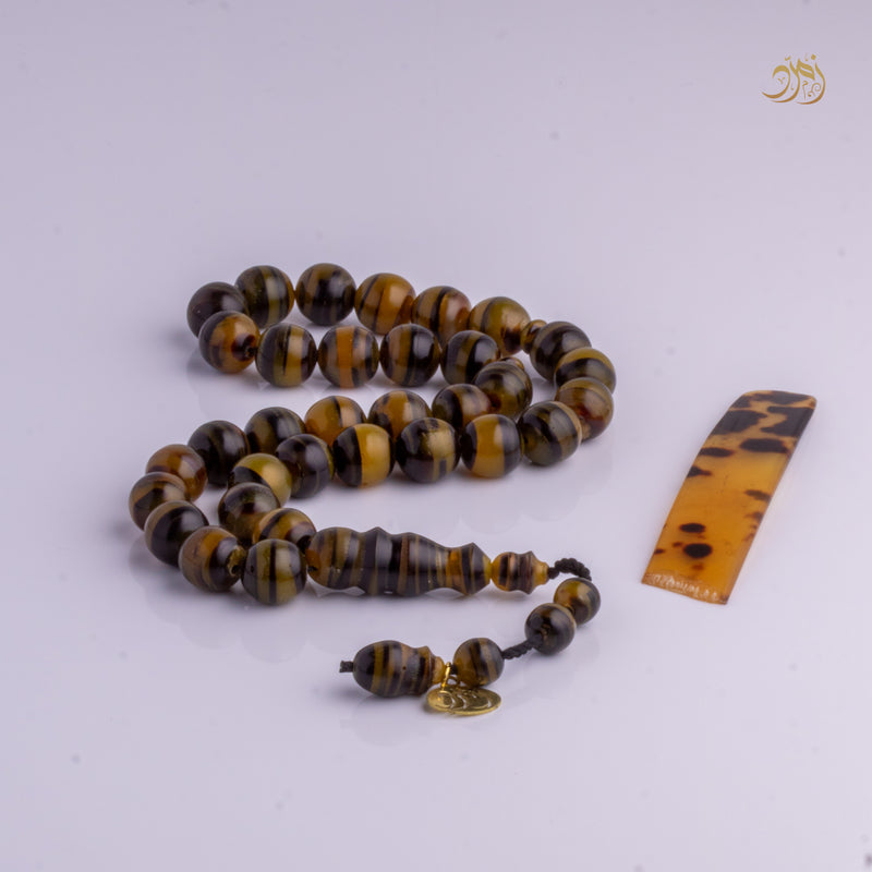 سبحة ترسة بحرية (ظهر سلحفاة) طبيعي 33 خرزة دائري