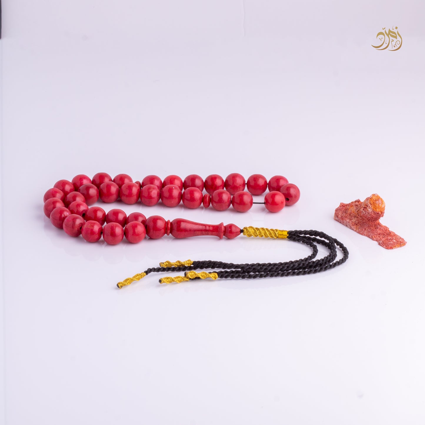 سبحة مرجان أحمر طبيعي 33 خرزة دائري