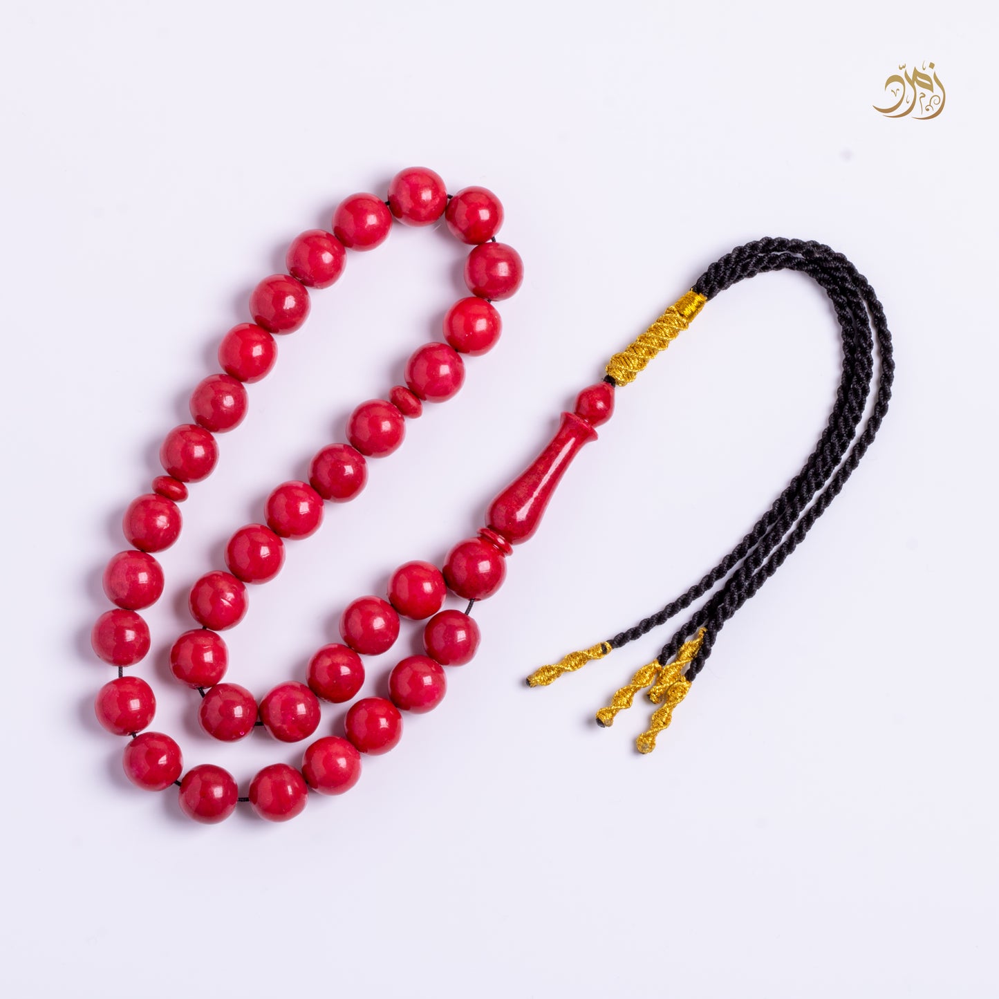 سبحة مرجان أحمر طبيعي 33 خرزة دائري