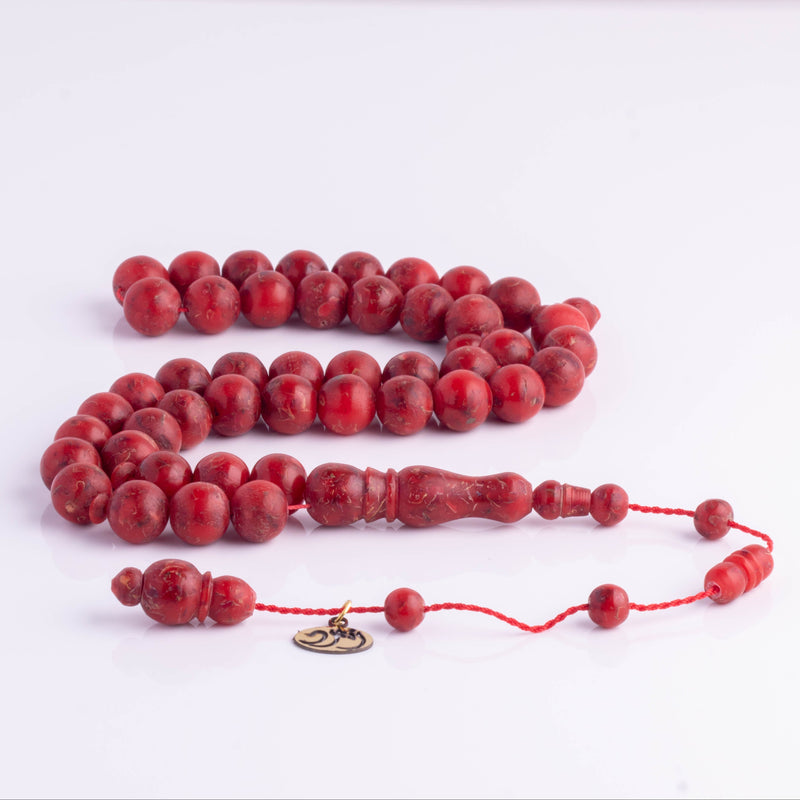 سبحة ورد فواح احمر 45 خرزة دائري