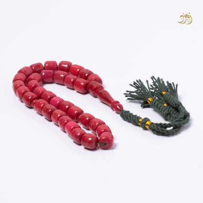 سبحة مرجان أحمر طبيعي 33 خرزة صندوقي