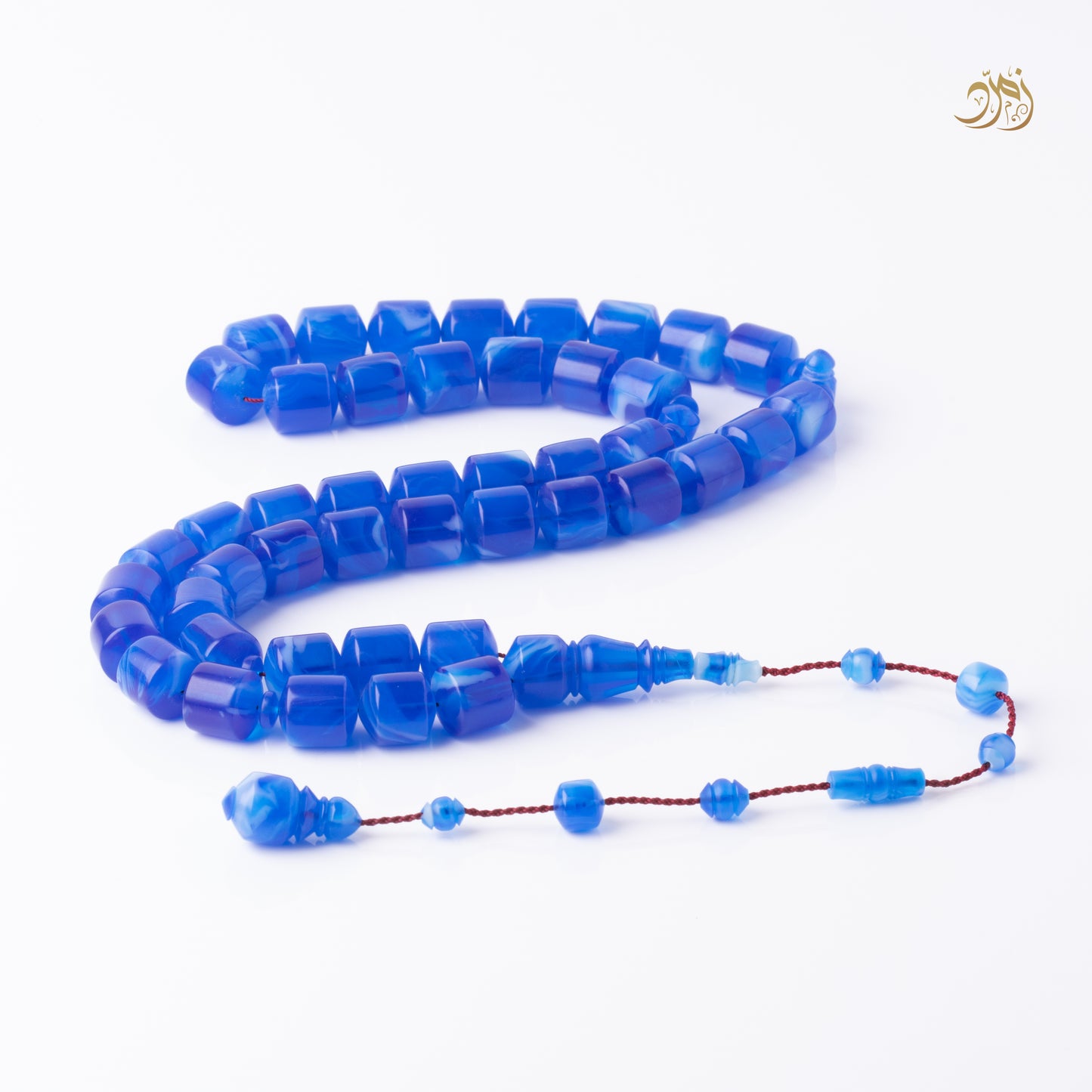 سبحة بكلايت ازرق عرق ابيض 45 خرزة صندوقي شاهد سبير
