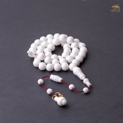 سبحة بلياردو ابيض من كرة صب جديد  – 45 خرزة دائري